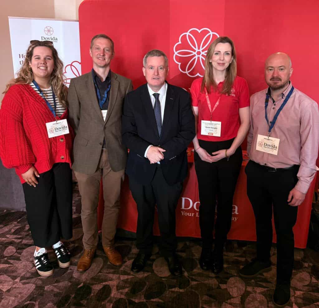 Representatives from Dovida with Kieran O'Donnell at the Engaging Dementia Conferene 2025
