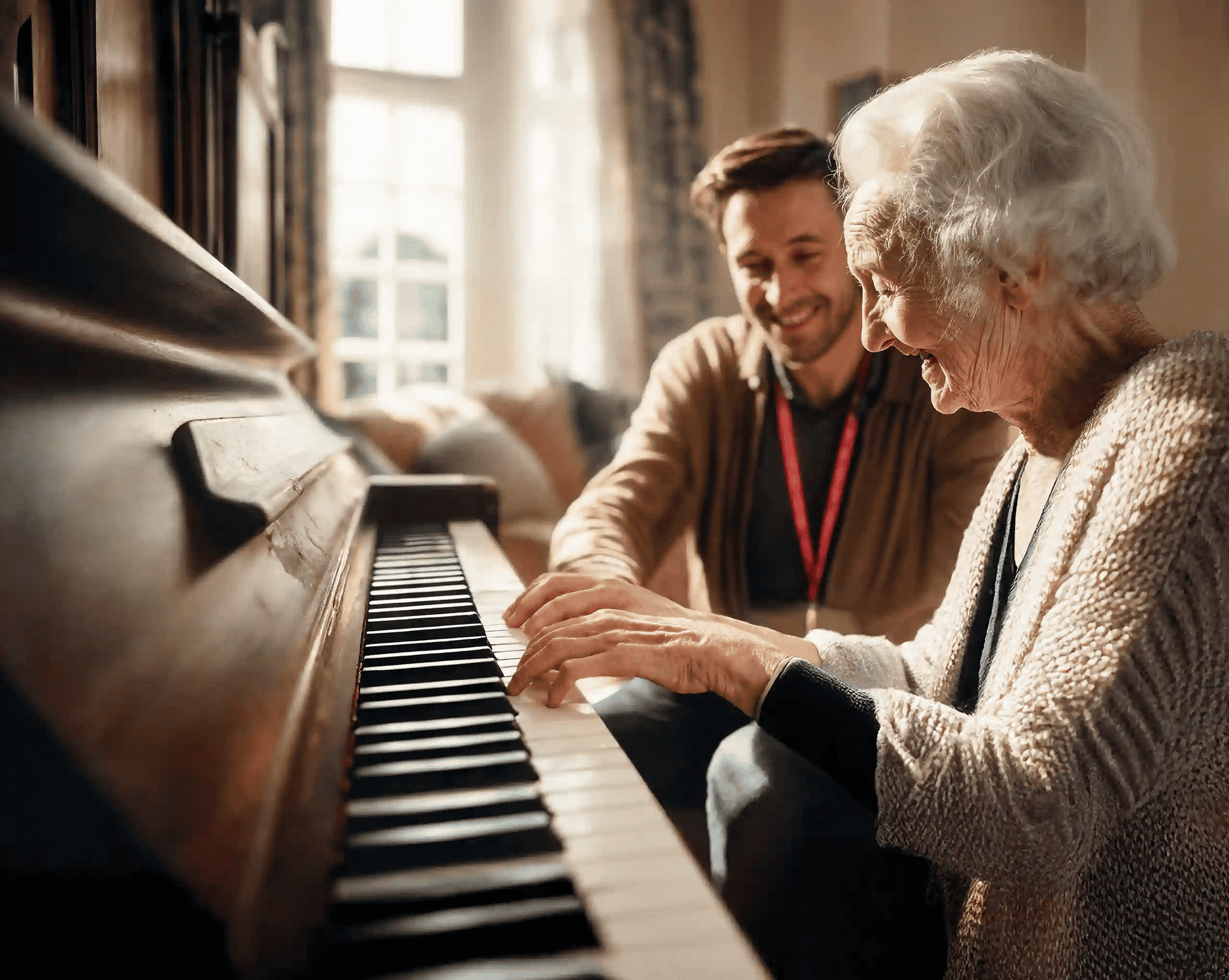 Older person playing the piano