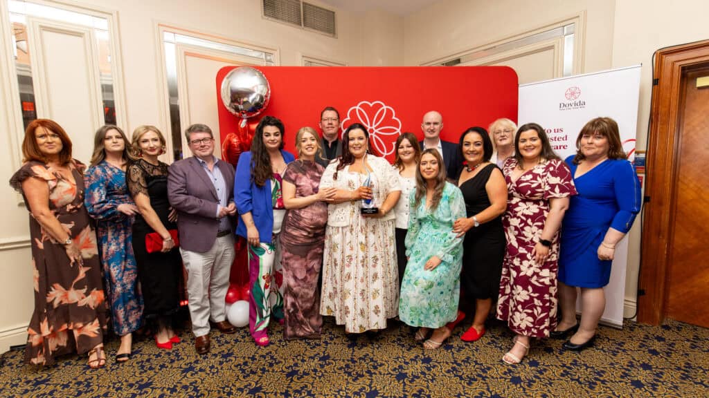 Mary Foley with the team from Dovida's Sligo, Leitrim and Roscommon office at this year's Caregiver of the Year Awards ceremony